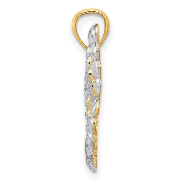 14k Yellow Genuine Gold and Rhodium Diamond-cut Butterfly Necklace Charm Pendant